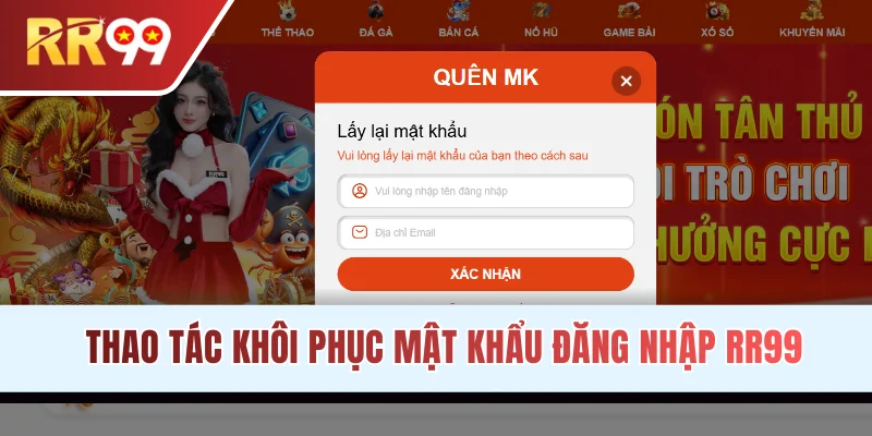 Thao tác khôi phục mật khẩu đăng nhập RR99